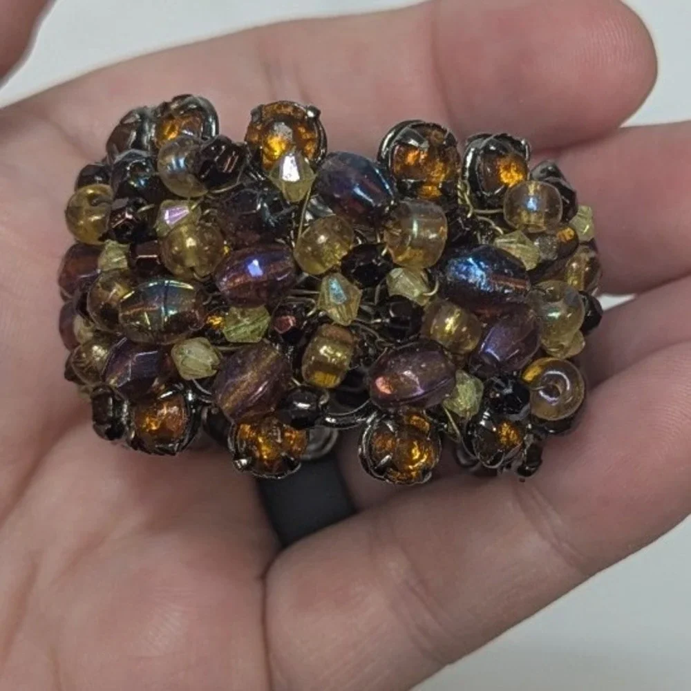 Pier 1 Napkin Rings Set of 4 Multicolor Beaded Wire Jewel Tone Boho Y2K Vintage